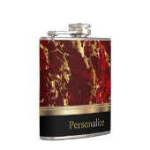 Klassischer Marmorroter Stein mit Golddesign Flachmann (Rechts)