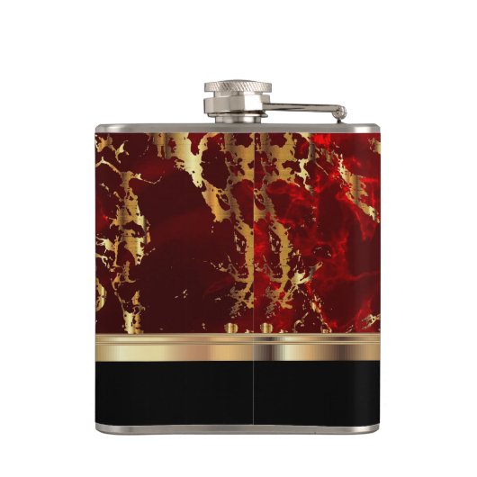 Klassischer Marmorroter Stein mit Golddesign Flachmann (Rückseite)