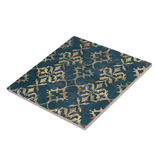 Klassischer marokkanischer Damask - Deep Blue & Go Fliese (Seite)