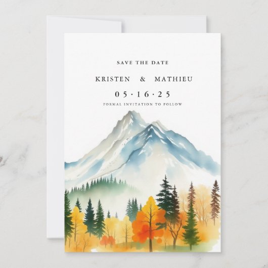 Klassischer, maßgeschneiderter Berg Save The Date (Vorderseite)