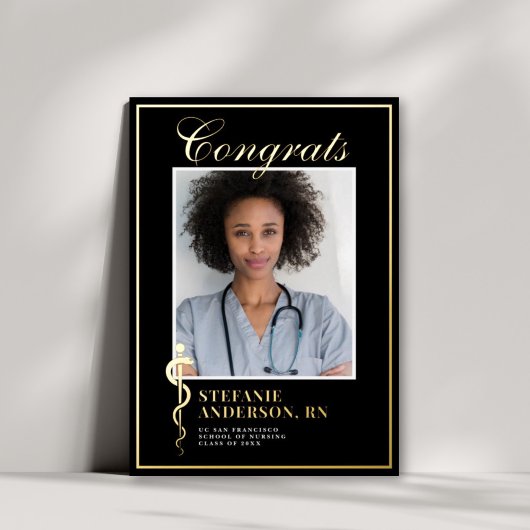 Klassischer medizinischer Nursing Foto Foil Abschl Folieneinladung