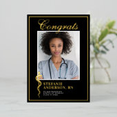Klassischer medizinischer Nursing Foto Foil Abschl Folieneinladung (Stehend vorne)