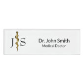 Klassischer medizinischer Rod von Asclepius Gold a Namenschild (Vorderseite)