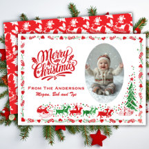 Klassischer Mid-Century-Foto-Weihnachtsgruß