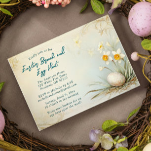 Klassischer Minimal Osterbrunch und Eierjagd Einladung