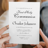 Klassischer Minimal White Boy Erste Heilige Kommun Einladung