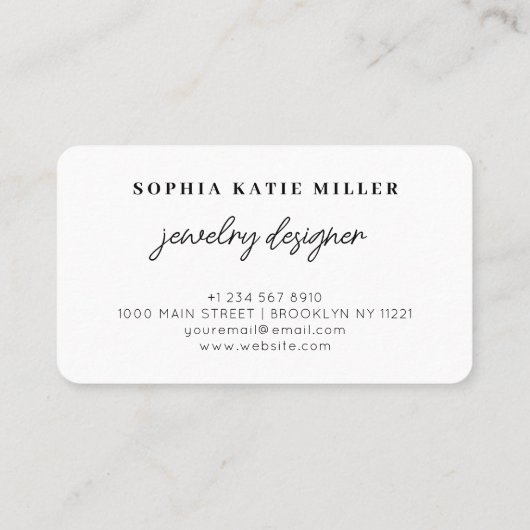 Klassischer, Minimalistisch-schicker Schmuckdesign Visitenkarte (Rückseite)