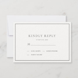 Klassischer Minimalistischer Black & White Wedding RSVP Karte