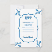 Klassischer minimalistischer blauer Blattfliesen-S Save The Date (Vorderseite)