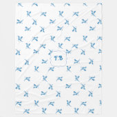 Klassischer minimalistischer blauer Fliesen-Blatt- Fleecedecke (Vorderseite)