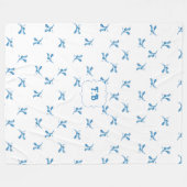 Klassischer minimalistischer blauer Fliesen-Blatt- Fleecedecke (Vorderseite (Horizontal))