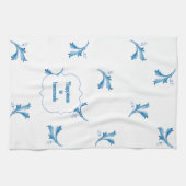 Klassischer minimalistischer blauer Fliesenblatt-S Geschirrtuch (Horizontal)