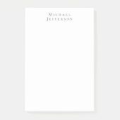 Klassischer Minimalistischer Elegantenname Schwarz Post-it Klebezettel (Vorderseite)