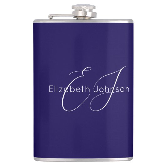 Klassischer minimalistischer Klassiker in Blau und Flachmann (Vorderseite)