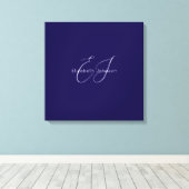 Klassischer minimalistischer Klassiker in Blau und Leinwanddruck (Insitu (Holzboden))