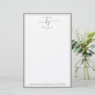 Klassischer Minimalistischer Monogramm-Lichtgrau-R Briefpapier