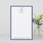 Klassischer Minimalistischer Monogramm-Script-Navy Briefpapier (Stehend Vorderseite)