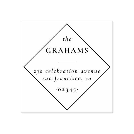 Klassischer Minimalistischer Name Diamond Rücksend Gummistempel (Prägung)