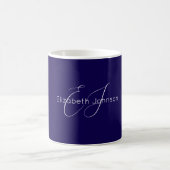 klassischer minimalistischer Name monogram blau-we Kaffeetasse (Mittel)