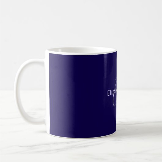 klassischer minimalistischer Name monogram blau-we Kaffeetasse (Links)