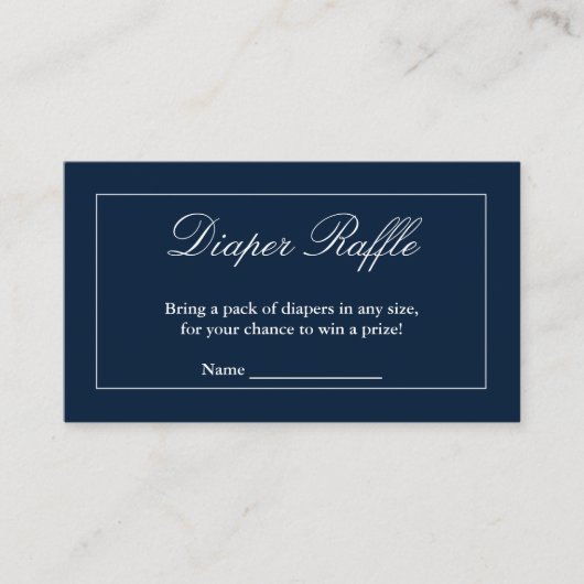 Klassischer Minimalistischer Navy-Blue-Diaper-Raff Begleitkarte (Vorderseite)