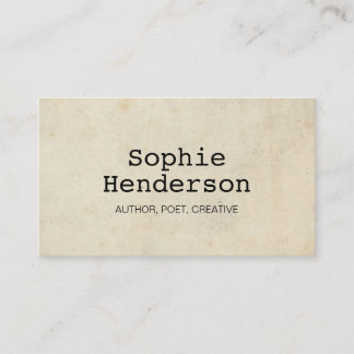 Klassischer Minimalistischer Schreibmaschinenautor Visitenkarte