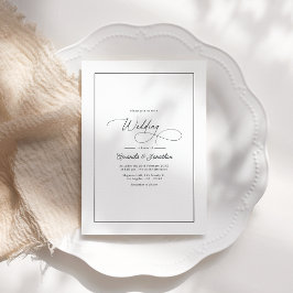 Klassischer minimalistischer Schwarz-Weiß-Hochzeit Einladung