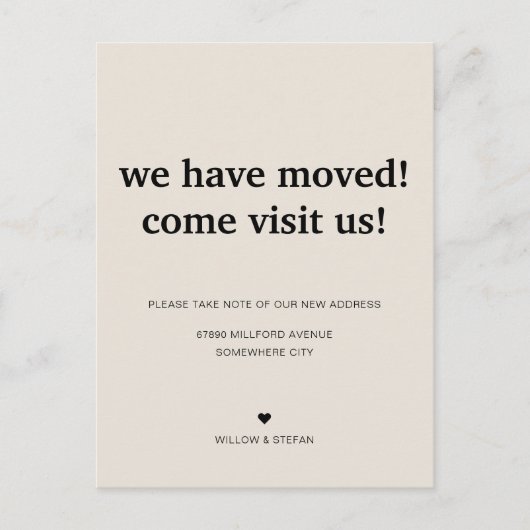 Klassischer Minimalistischer Soapstone wir bewegen Ankündigungspostkarte (Vorderseite)