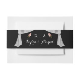 Klassischer Mit Monogramm Blk mit Rose Hochzeitsba Einladungsbanderole