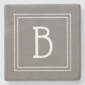 Klassischer Mit Monogramm Grau-Weiß-Anfangsbuchsta Steinuntersetzer (Vorderseite)