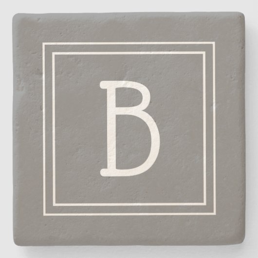 Klassischer Mit Monogramm Grau-Weiß-Anfangsbuchsta Steinuntersetzer (Vorderseite)