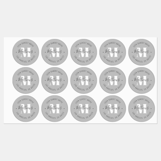 Klassischer Mit Monogramm Name/Circular Text wasse Etiketten (Blatt)