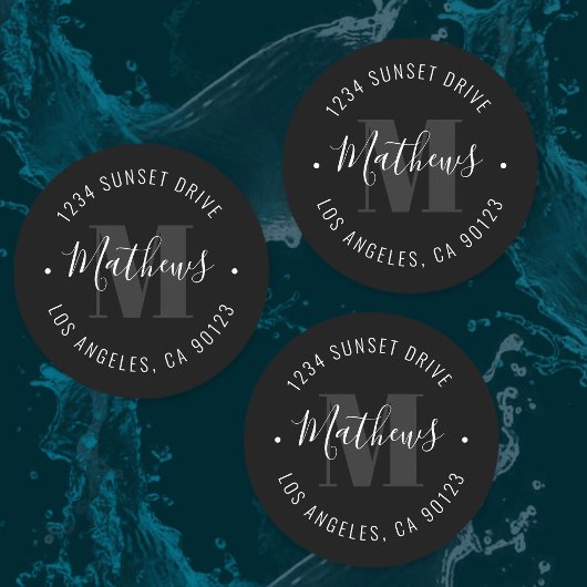 Klassischer Mit Monogramm Name und Circular Text | Etiketten