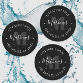 Klassischer Mit Monogramm Name und Circular Text | Etiketten