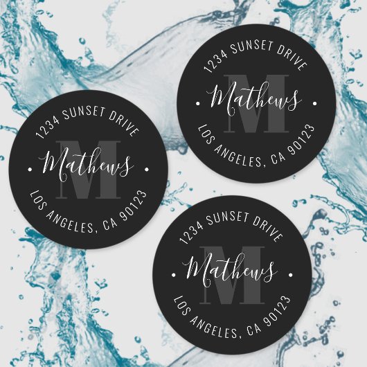 Klassischer Mit Monogramm Name und Circular Text | Etiketten