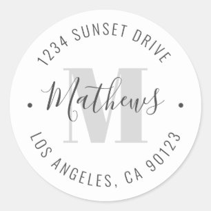 Klassischer Mit Monogramm Name und Circular Text   Runder Aufkleber