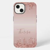 Klassischer, Mit Monogramm Rose Gold Dripped Glitz iPhone Hülle (Rückseite)