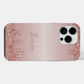 Klassischer, Mit Monogramm Rose Gold Dripped Glitz iPhone Hülle (Rückseite (Horizontal))