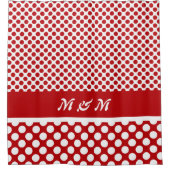 Klassischer Mit Monogramm Rot-Weiß-Polka-Dot Duschvorhang (Vorderseite)