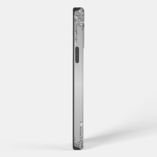 Klassischer Mit Monogramm Silver Dripped Glitzer iPhone Hülle (Rechte Seite)