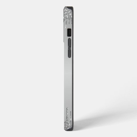 Klassischer Mit Monogramm Silver Dripped Glitzer iPhone Hülle (Linke Seite)
