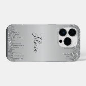 Klassischer Mit Monogramm Silver Dripped Glitzer iPhone Hülle (Rückseite (Horizontal))