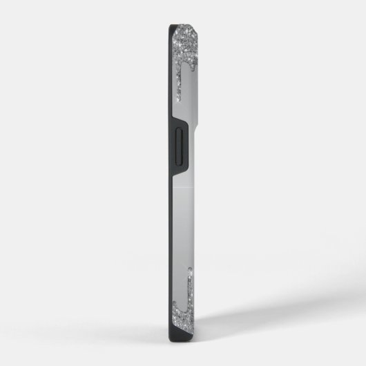 Klassischer Mit Monogramm Silver Dripped Glitzer iPhone Hülle (Rechte Seite)