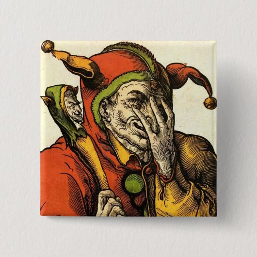 Klassischer mittelalterlicher Joker, Narr oder Dum Button (Vorderseite)