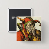 Klassischer mittelalterlicher Joker, Spaßvogel Button (Vorne & Hinten)