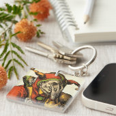 Klassischer mittelalterlicher Joker, Spaßvogel Schlüsselanhänger (Vorderseite rechts)