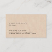 Klassischer, moderner Minimalistisch-brauner Leine Visitenkarte (Rückseite)