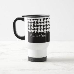 Klassischer moderner Schwarz-Weiß-Hahnentritt Reisebecher