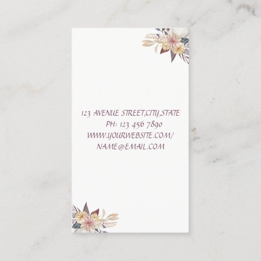 Klassischer moderner Wasserfarbenpumpen, weiß Visitenkarte (Rückseite)