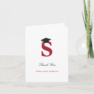 Klassischer Monogram S Abschlussmützen-Foto Modern Dankeskarte